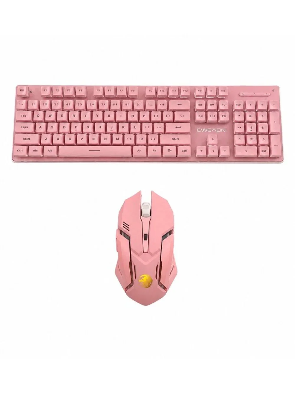 Pink Wireless Keyboard & Mouse Combo EWEADN V3 Rechargeable Ergonomic Silent Key